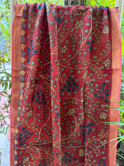 Bangalore silk penkalamkari dupatta