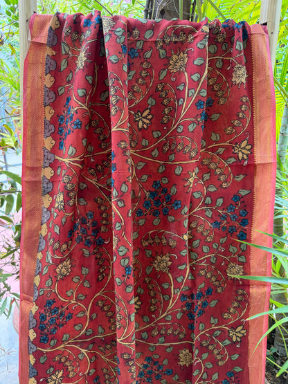 Bangalore silk penkalamkari dupatta