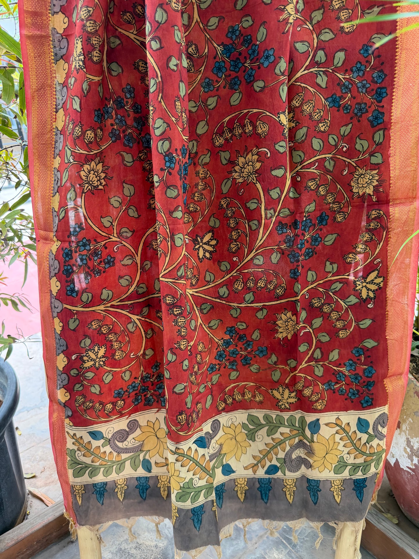 Bangalore silk penkalamkari dupatta