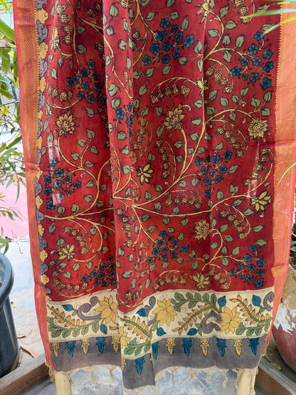 Bangalore silk penkalamkari dupatta