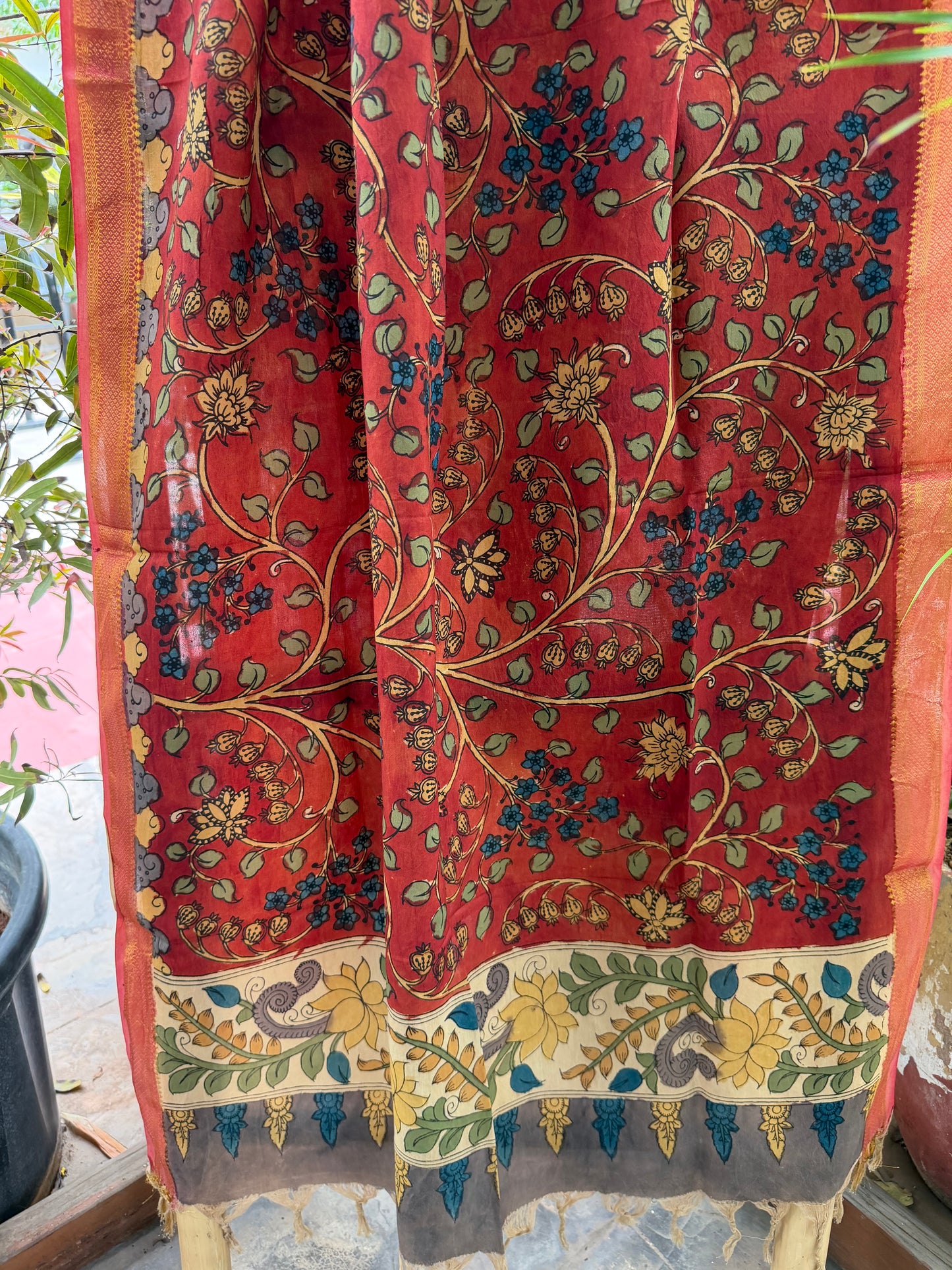 Bangalore silk penkalamkari dupatta