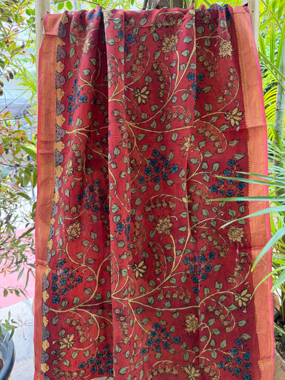 Bangalore silk penkalamkari dupatta
