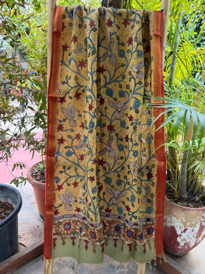 Bangalore silk penkalamkari dupatta