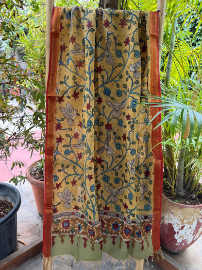 Bangalore silk penkalamkari dupatta