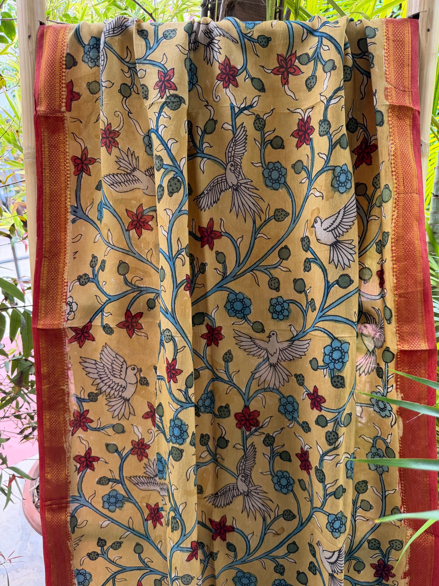 Bangalore silk penkalamkari dupatta