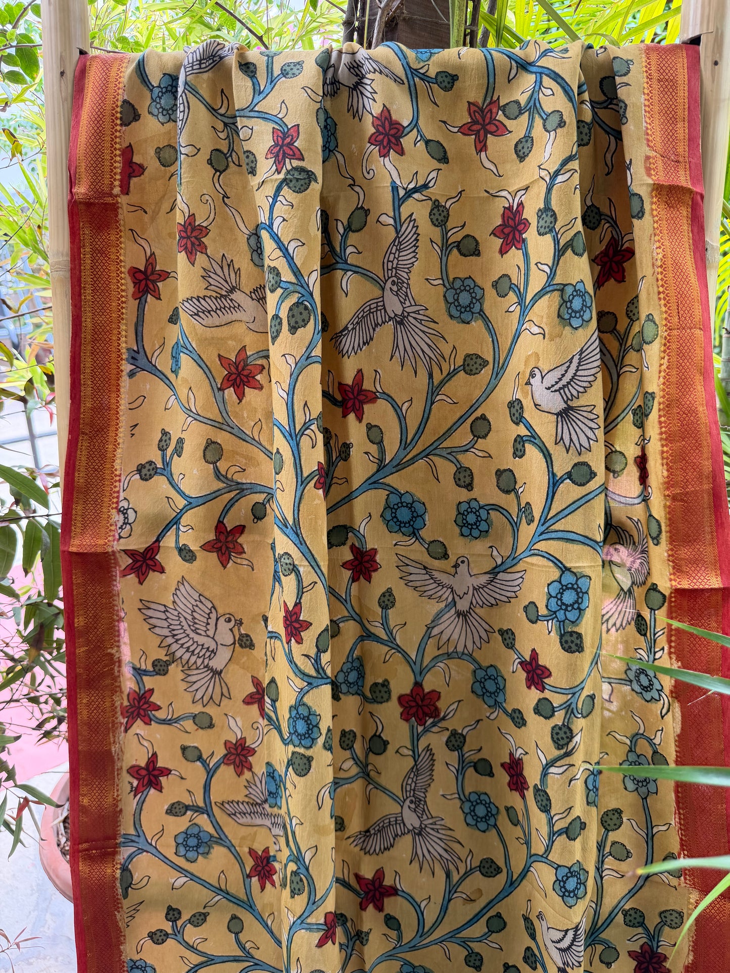 Bangalore silk penkalamkari dupatta