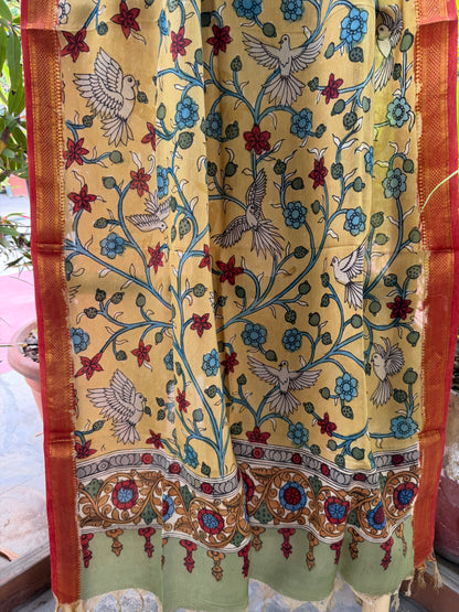 Bangalore silk penkalamkari dupatta