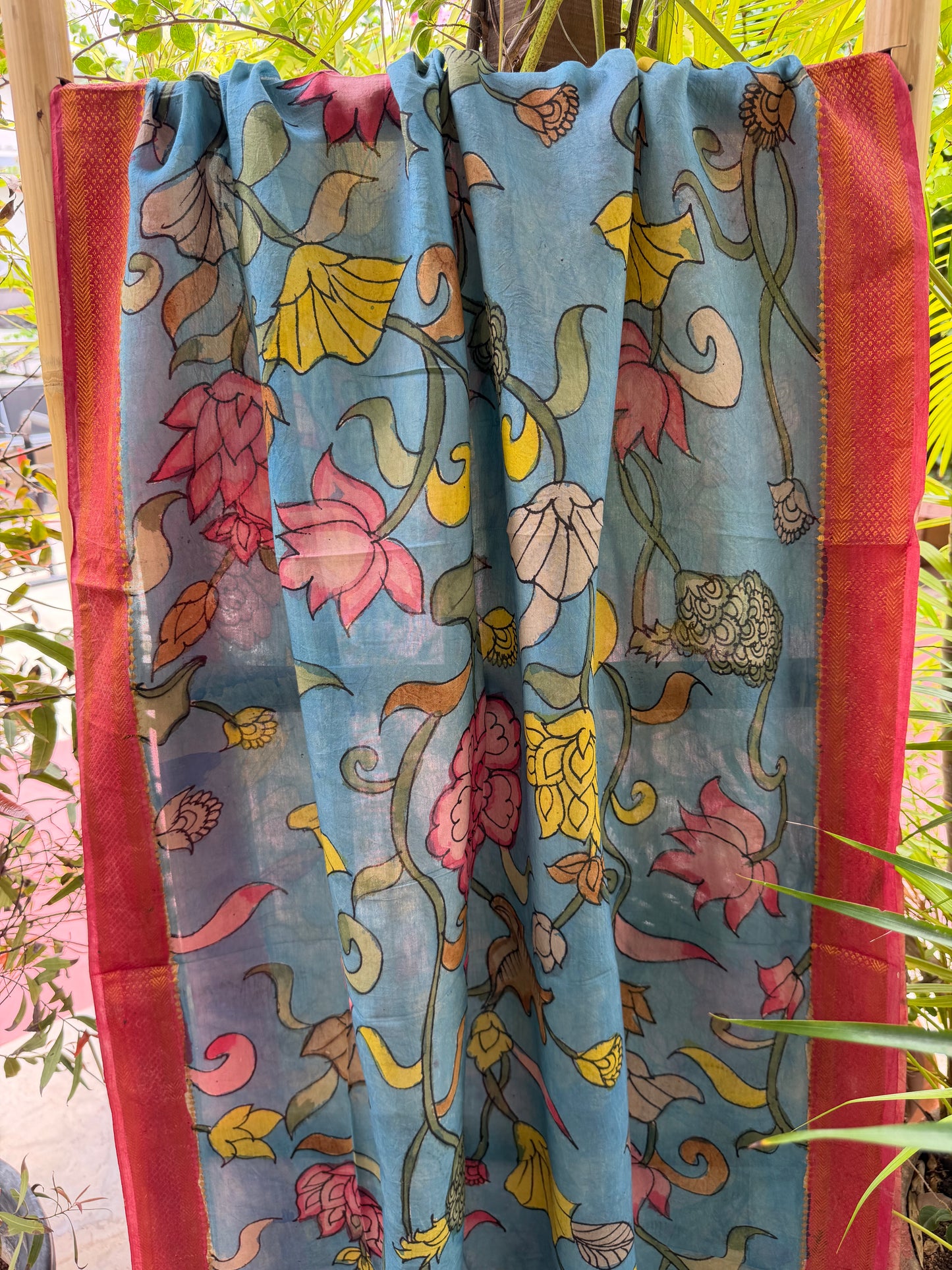 Bangalore silk penkalamkari dupatta