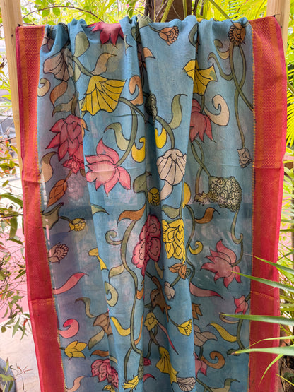 Bangalore silk penkalamkari dupatta