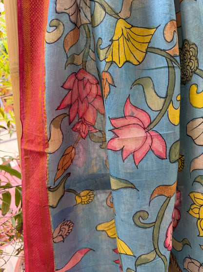 Bangalore silk penkalamkari dupatta