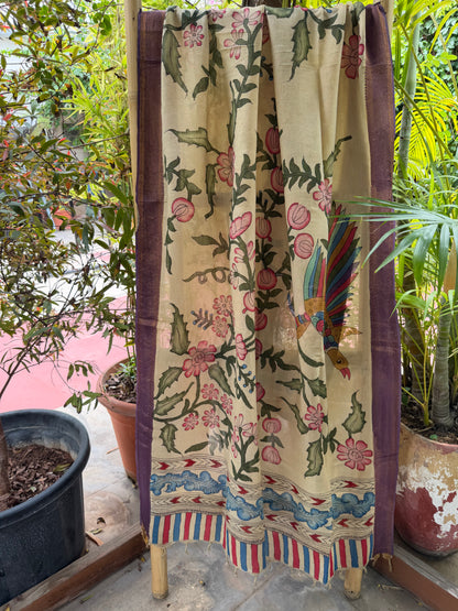 Bangalore silk penkalamkari dupatta
