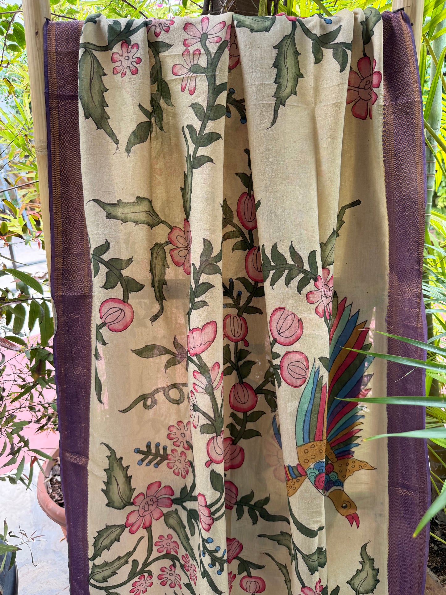 Bangalore silk penkalamkari dupatta