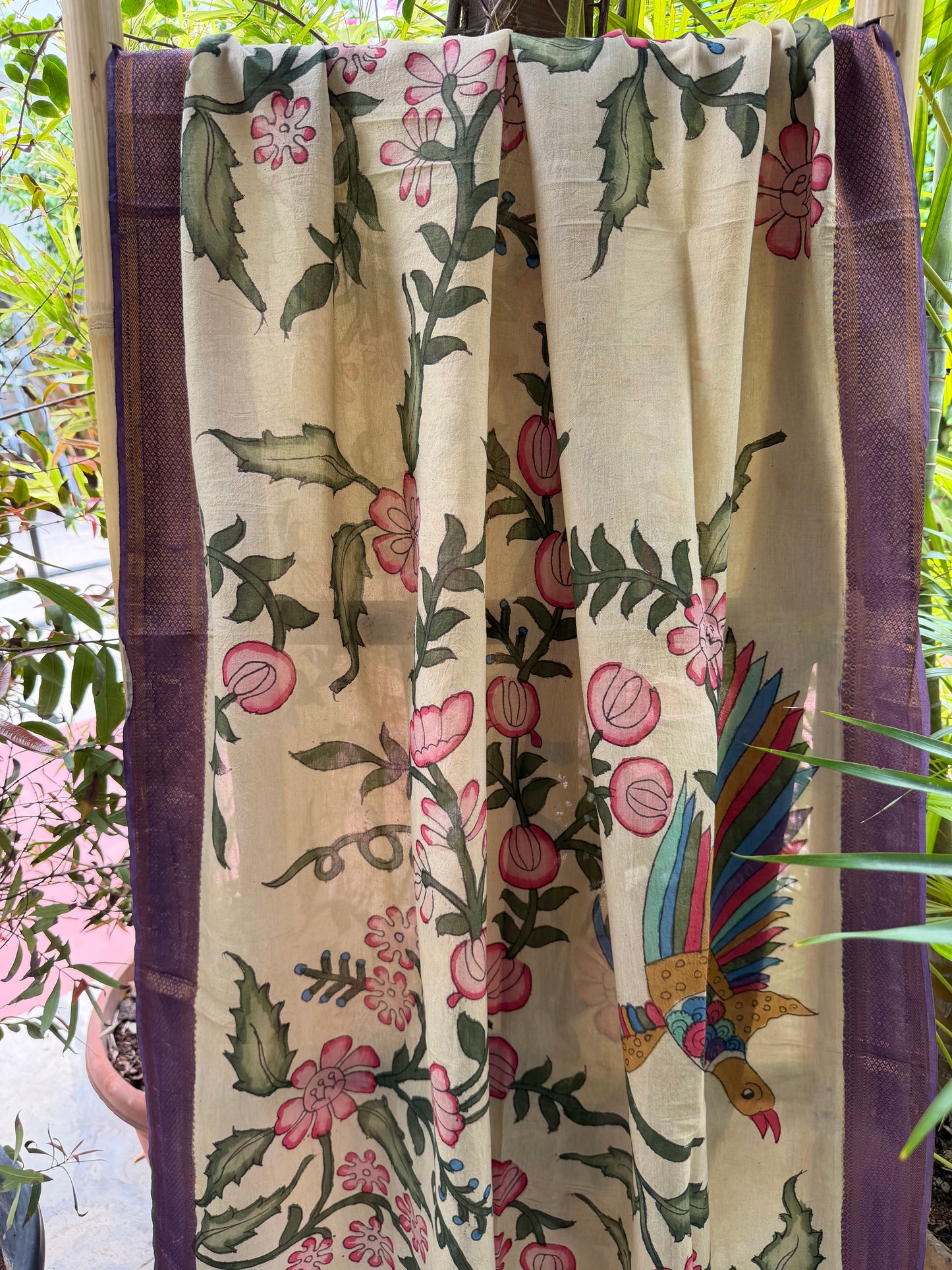 Bangalore silk penkalamkari dupatta
