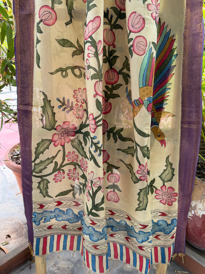 Bangalore silk penkalamkari dupatta
