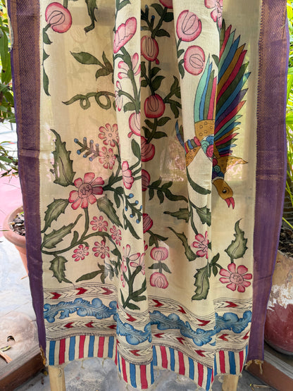 Bangalore silk penkalamkari dupatta