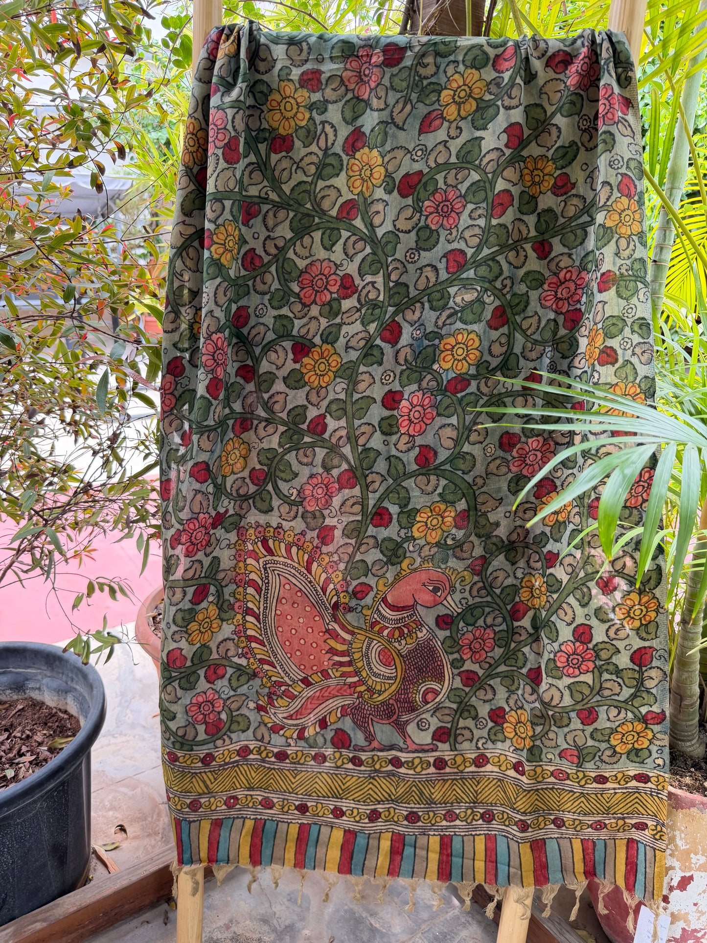 Bangalore silk penkalamkari dupatta