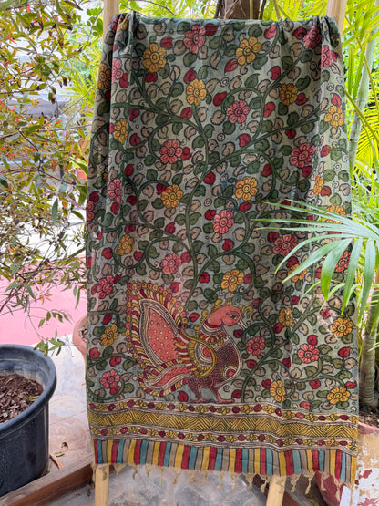 Bangalore silk penkalamkari dupatta