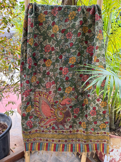 Bangalore silk penkalamkari dupatta