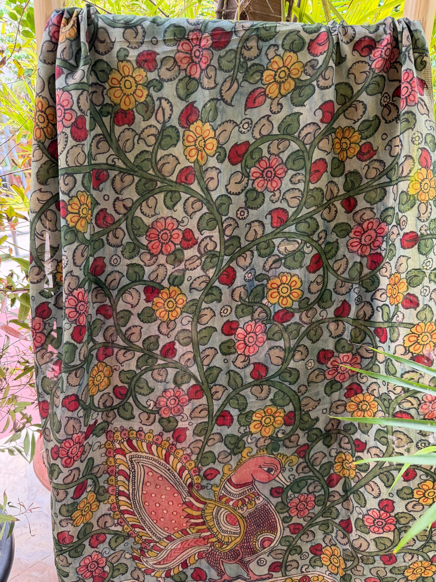 Bangalore silk penkalamkari dupatta