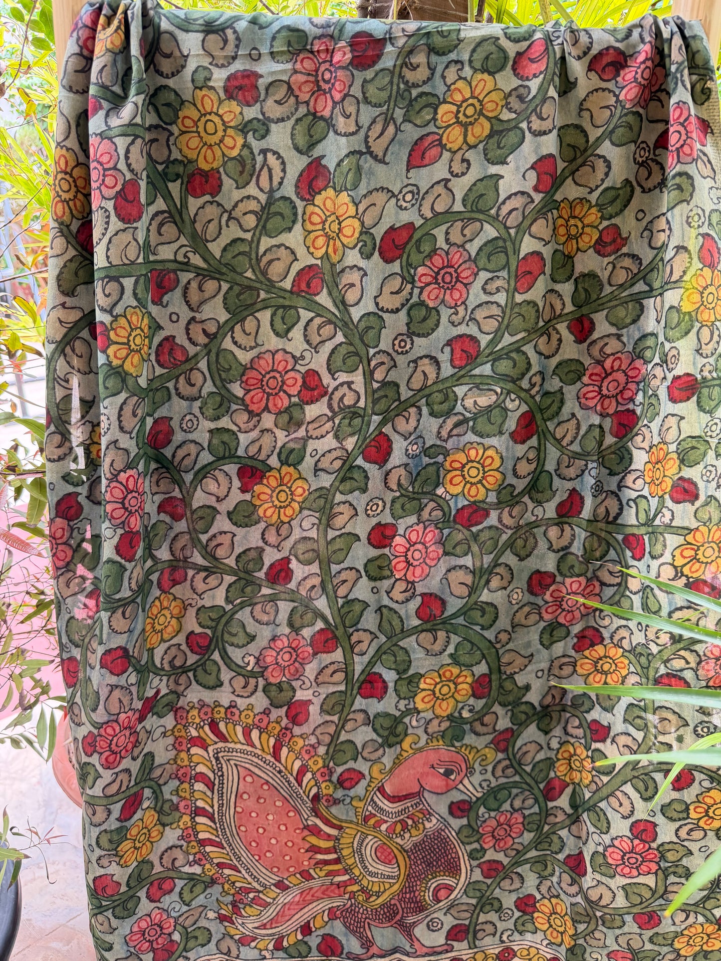 Bangalore silk penkalamkari dupatta