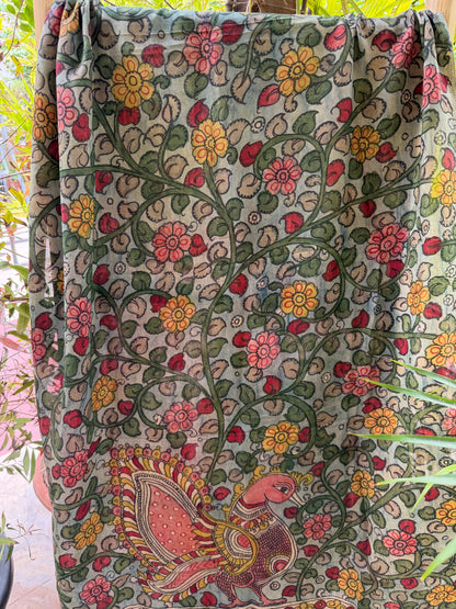 Bangalore silk penkalamkari dupatta