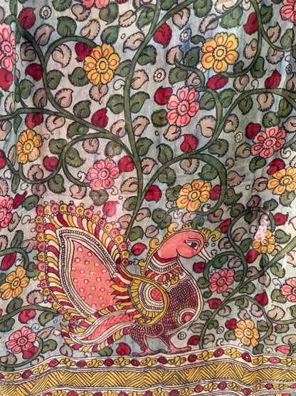 Bangalore silk penkalamkari dupatta