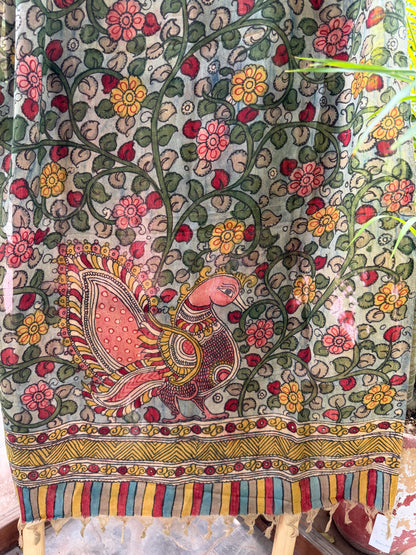 Bangalore silk penkalamkari dupatta