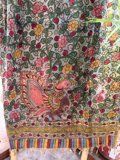 Bangalore silk penkalamkari dupatta