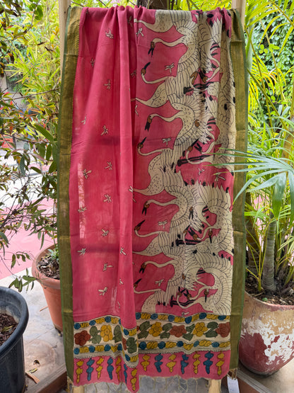 Bangalore silk penkalamkari dupatta