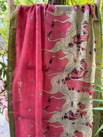 Bangalore silk penkalamkari dupatta