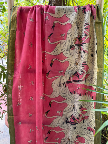 Bangalore silk penkalamkari dupatta