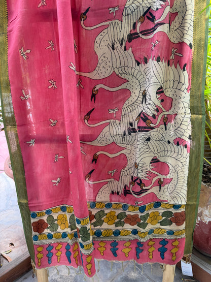 Bangalore silk penkalamkari dupatta