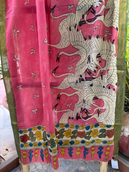 Bangalore silk penkalamkari dupatta