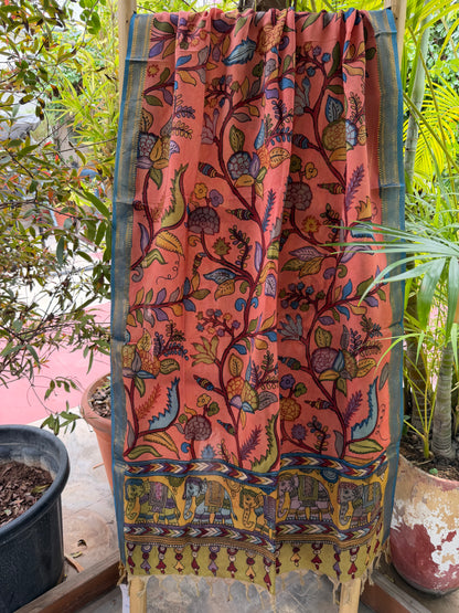 Bangalore silk penkalamkari dupatta