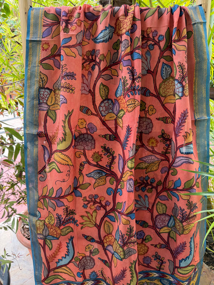 Bangalore silk penkalamkari dupatta