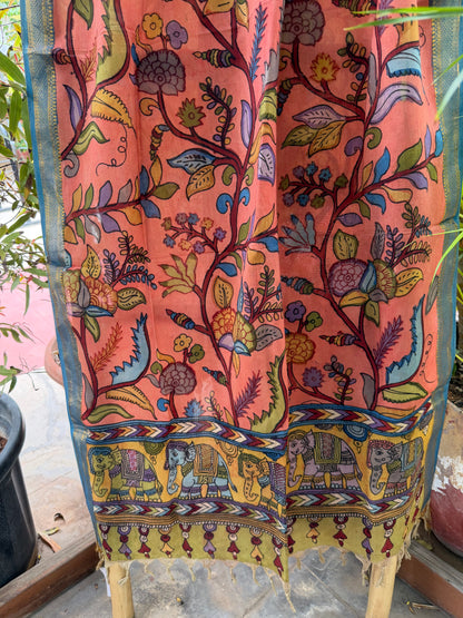 Bangalore silk penkalamkari dupatta