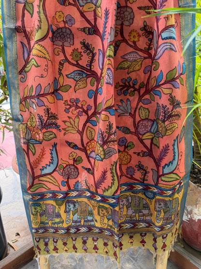 Bangalore silk penkalamkari dupatta
