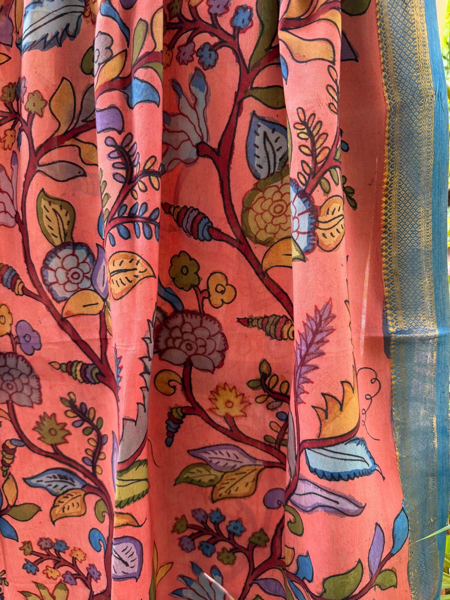 Bangalore silk penkalamkari dupatta