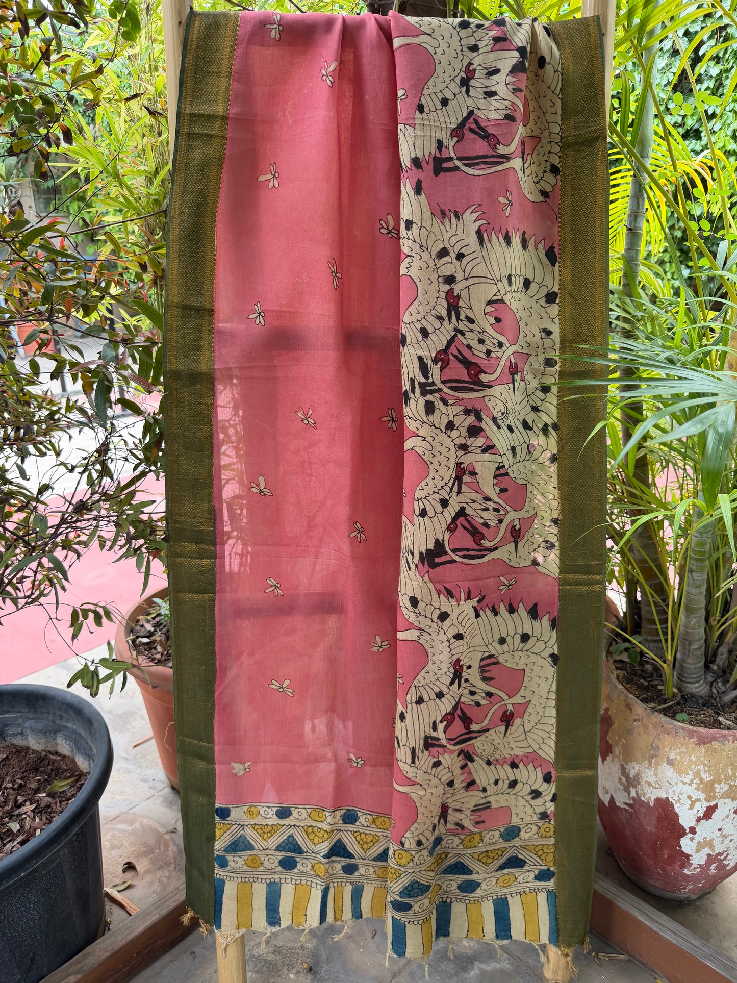 Bangalore silk penkalamkari dupatta