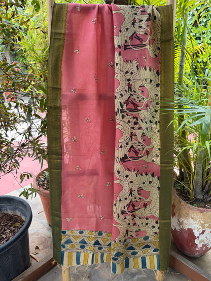 Bangalore silk penkalamkari dupatta