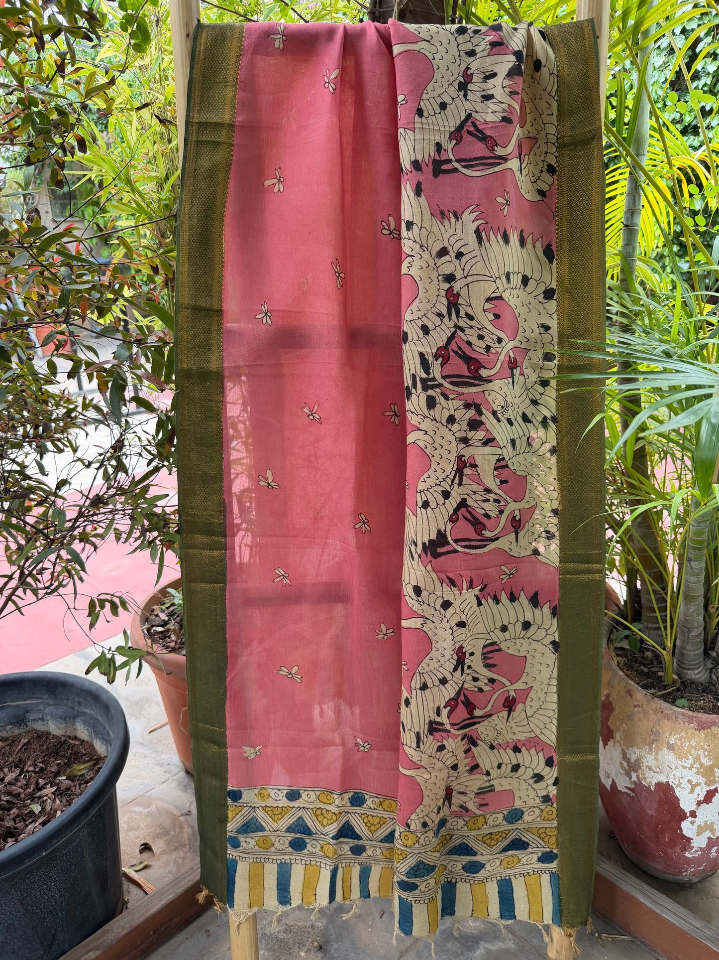 Bangalore silk penkalamkari dupatta