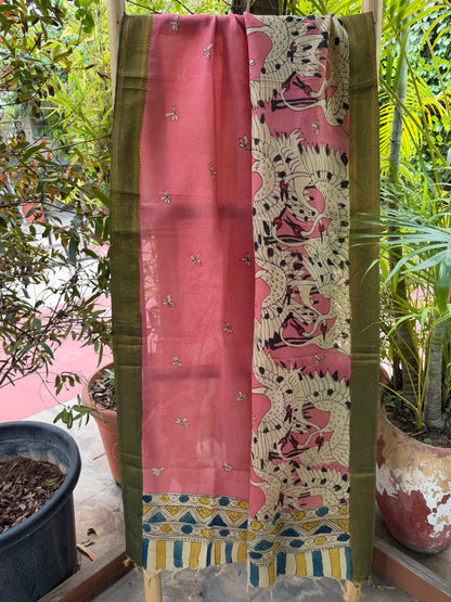 Bangalore silk penkalamkari dupatta