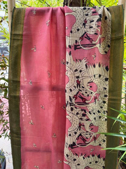 Bangalore silk penkalamkari dupatta