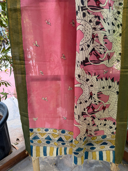 Bangalore silk penkalamkari dupatta