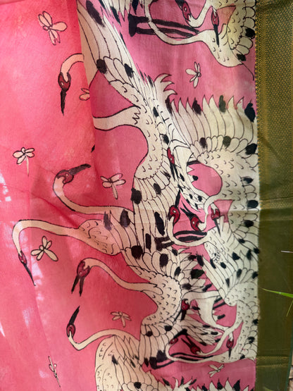 Bangalore silk penkalamkari dupatta