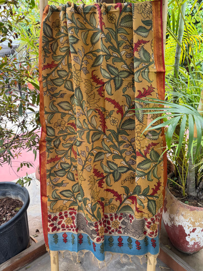 Bangalore silk penkalamkari dupatta
