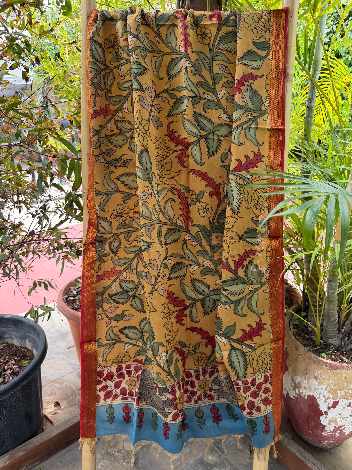 Bangalore silk penkalamkari dupatta
