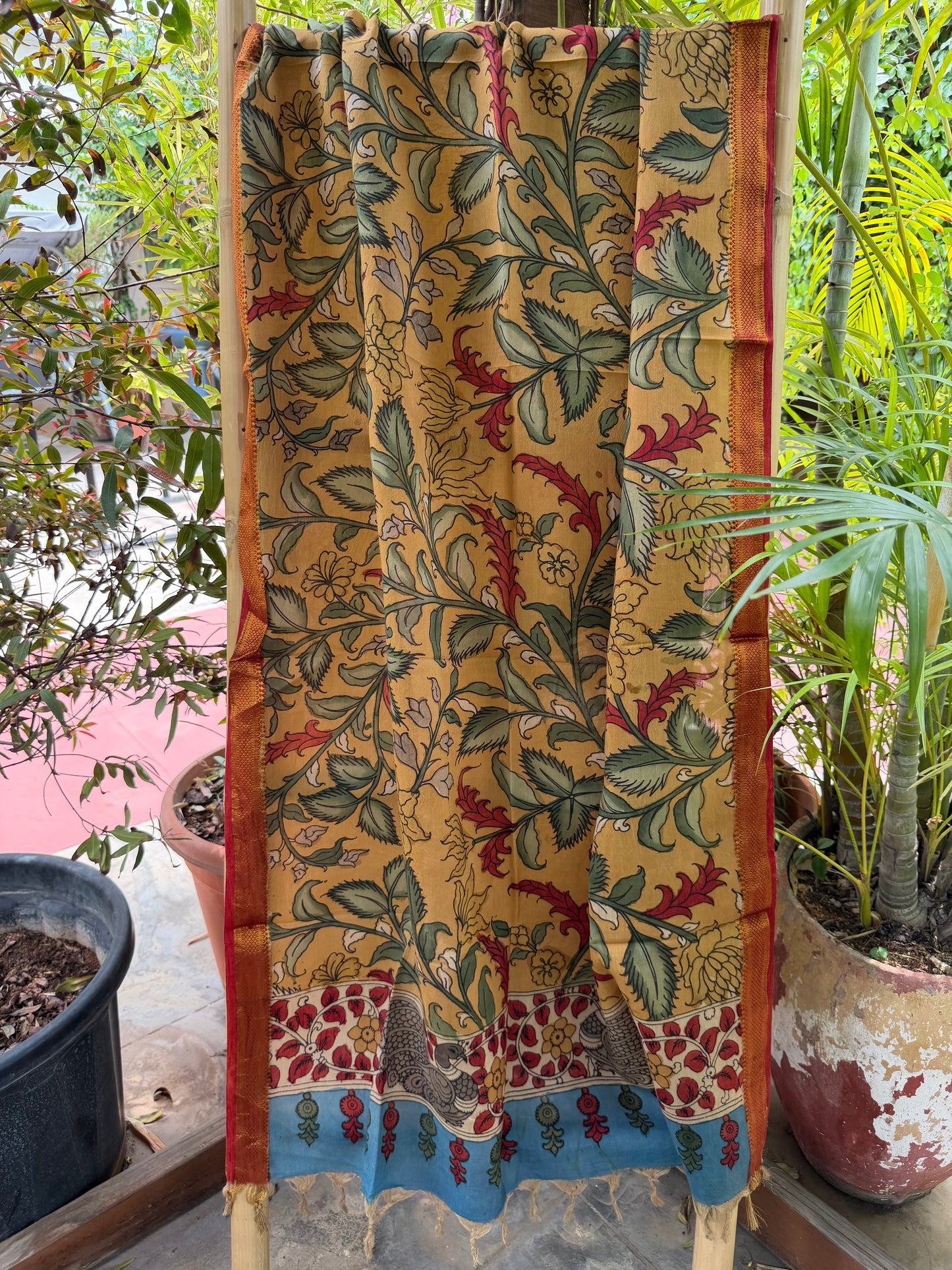 Bangalore silk penkalamkari dupatta