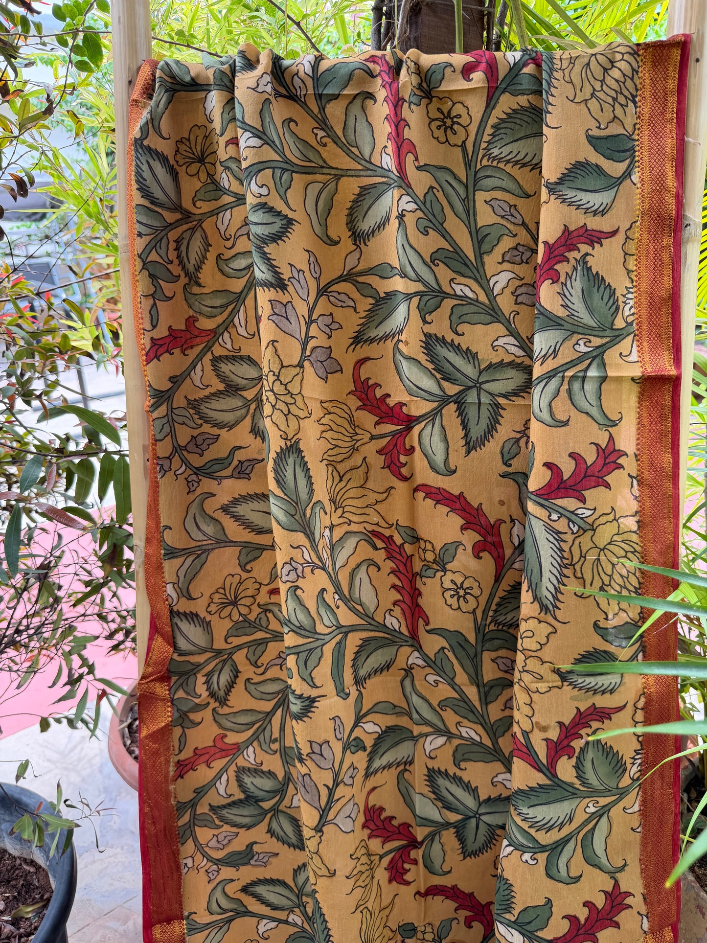 Bangalore silk penkalamkari dupatta
