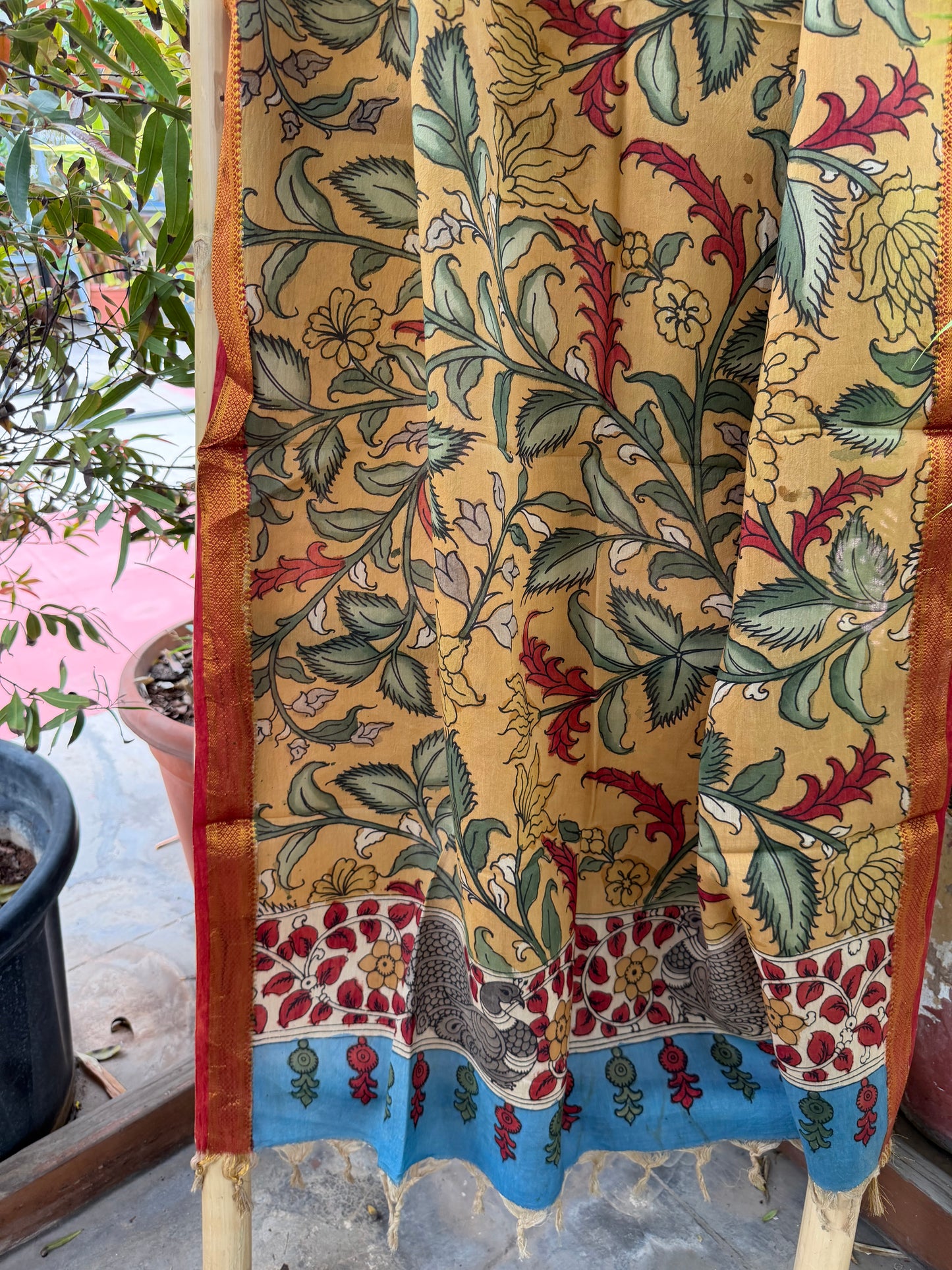 Bangalore silk penkalamkari dupatta